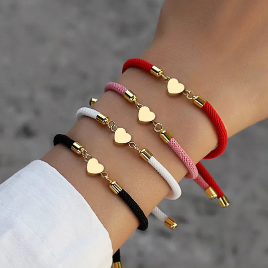 Love, Classic Style Letter Heart Shape Stainless Steel Nylon Bracelets